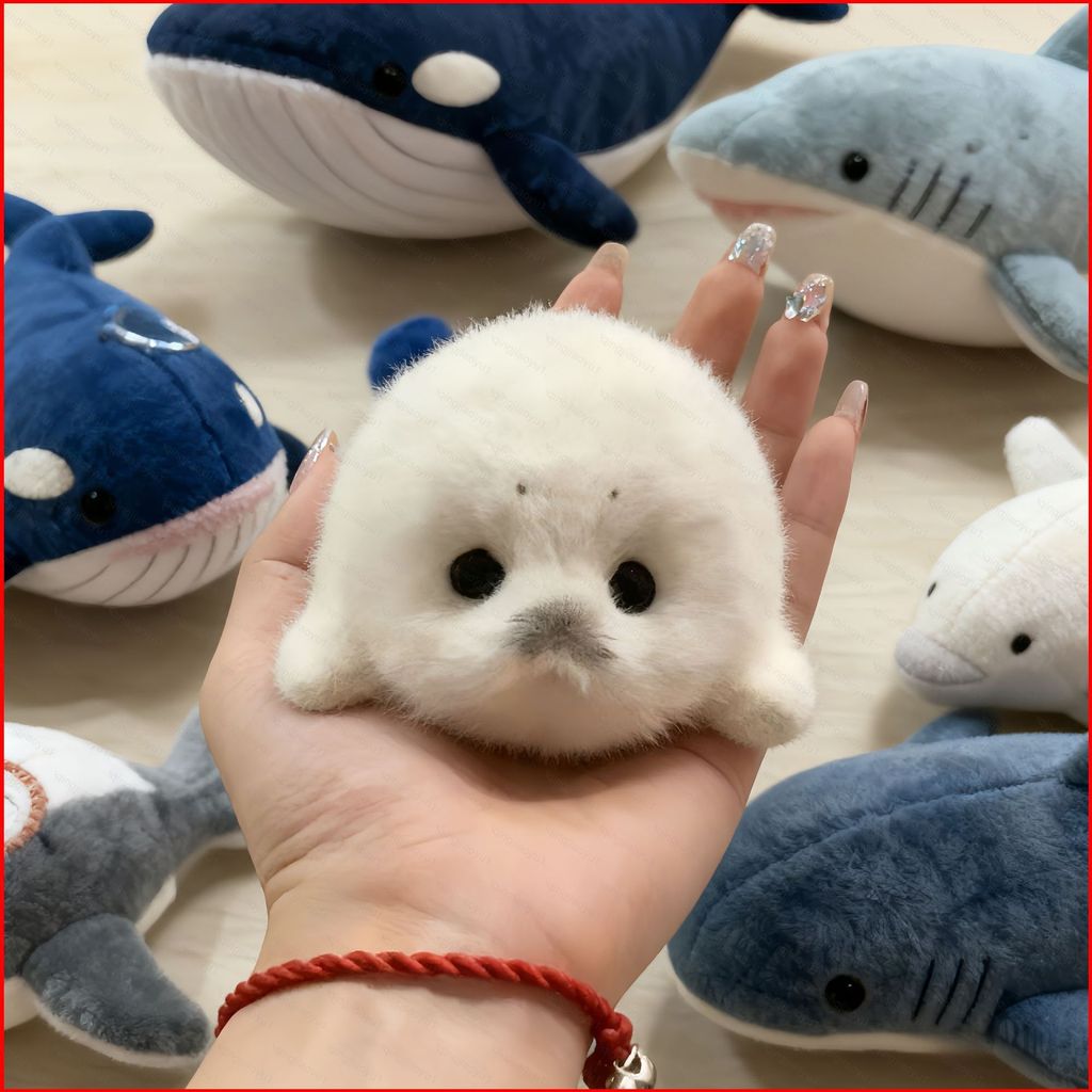 HQ น่ารักเหมือนจริง Little Seal ตุ๊กตากระเป๋า Charm Plushie พวงกุญแจ