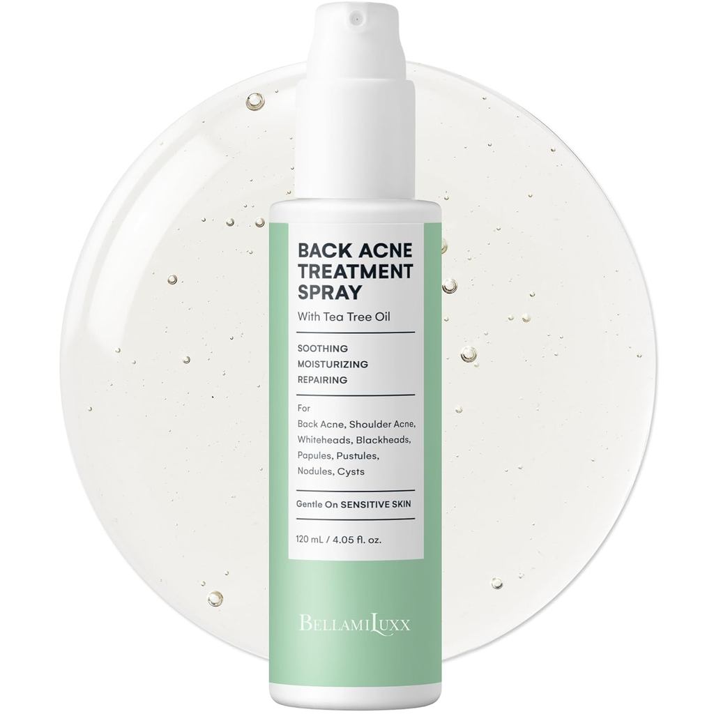 BellamiLux Back & Body Acne Treatment: 2% Salicylic Acid Back Acne Spray for Clear, Soothe & Moistur