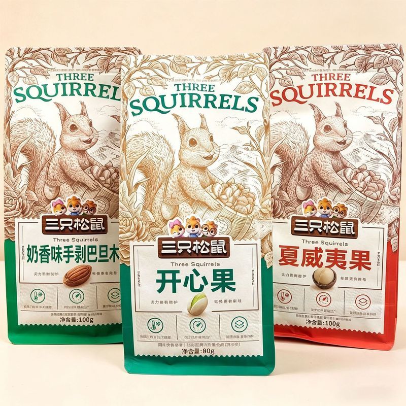 [Three Squirrels] Macadamia Nuts Pistachio Adamwood Pine Nuts ถั่วเพื่อสุขภาพผสมขนมขบเคี้ยวผลไม้แห้ง