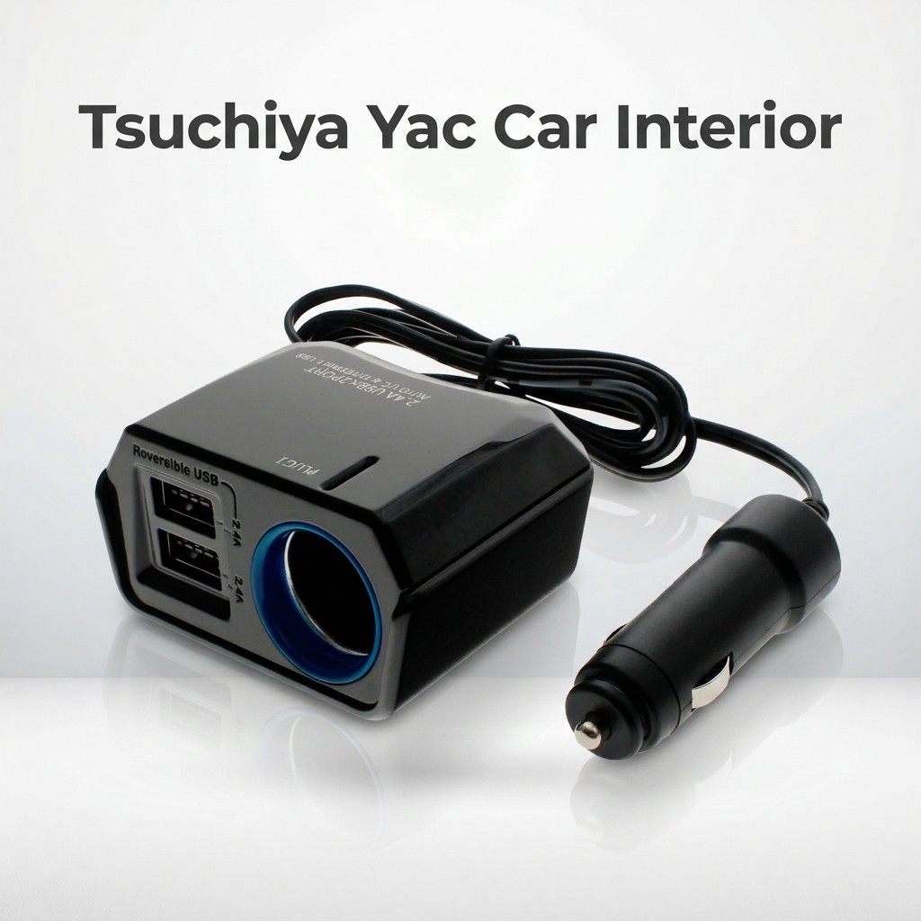 Tsuchiya Yac Car Interior Accessories Power Socket Reversible USB Socket 2 USB Ports 4.8A PZ-789