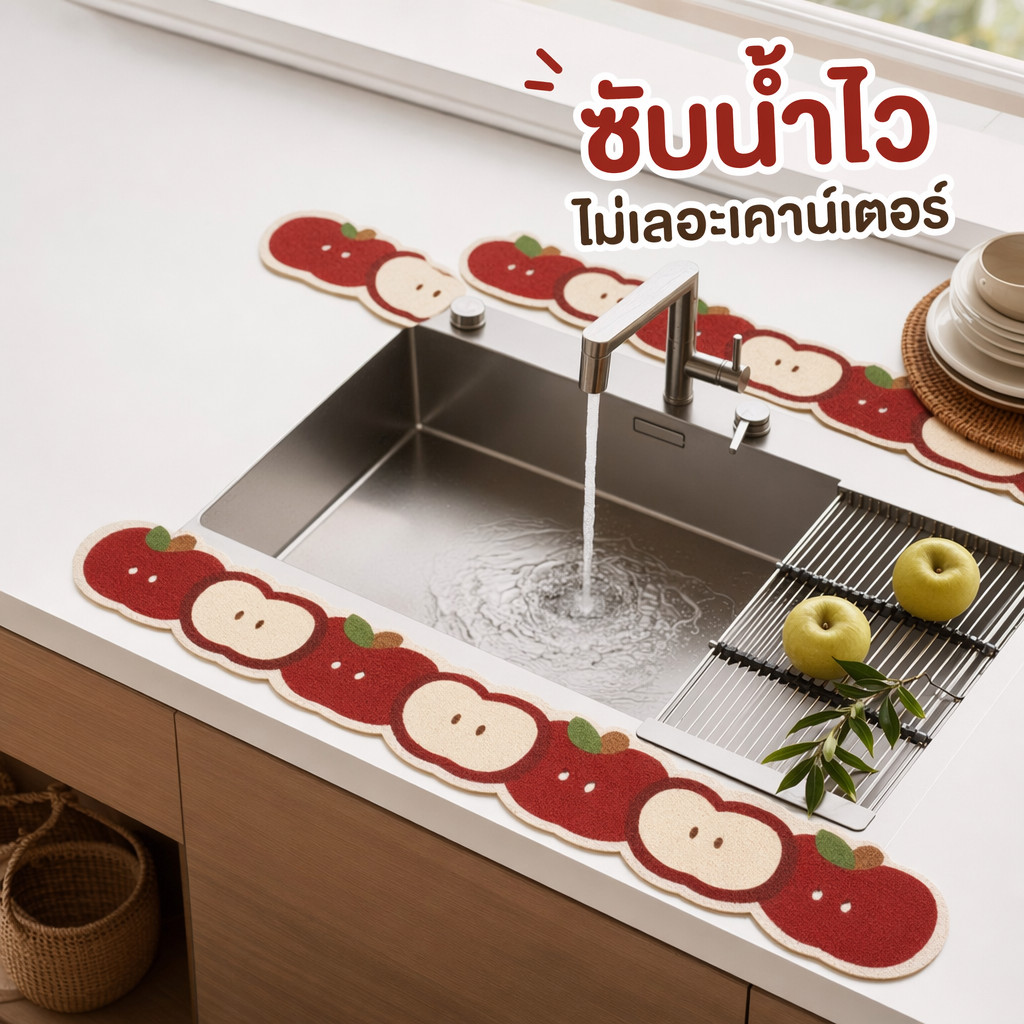 Diatomite เสื่อดูดซับน้ําจานครัวแผ่นอบแห้งไม่ลื่นบาร์กาแฟแห้งเร็ว Apple