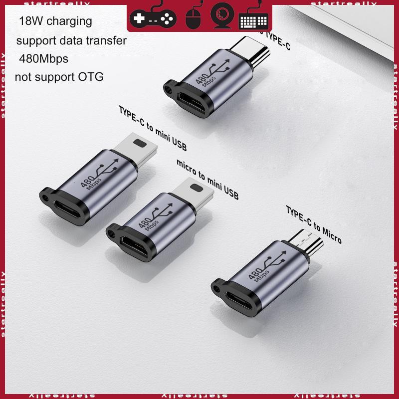 ST Micro USB เป็น Mini USB Type-C อะแดปเตอร์ USB-C หญิงเป็น Micro USB ชายอะแดปเตอร์แปลงอลูมิเนียม