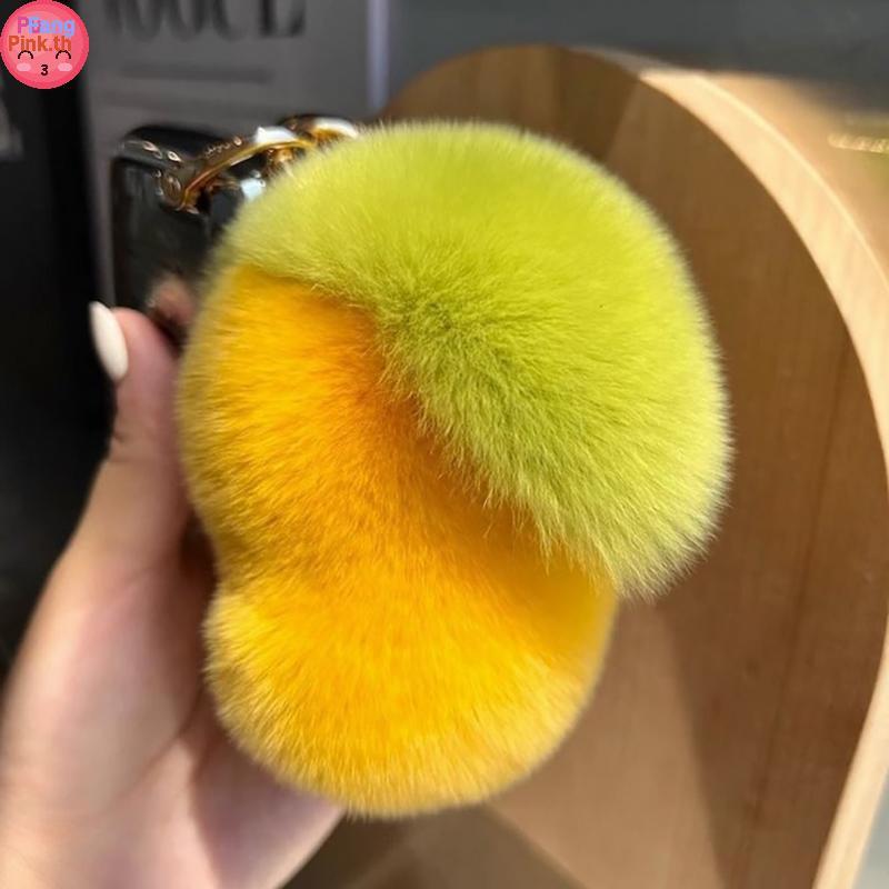 PUINKK น่ารักหวานมะม่วงจริง Rex กระต่ายขนสัตว์พวงกุญแจ Plush Ball ของเล่นผู้หญิงกระเป๋า Charm เครื่องประดับพวงกุญแจรถแหวนโลหะจี้สาวของขวัญ TH