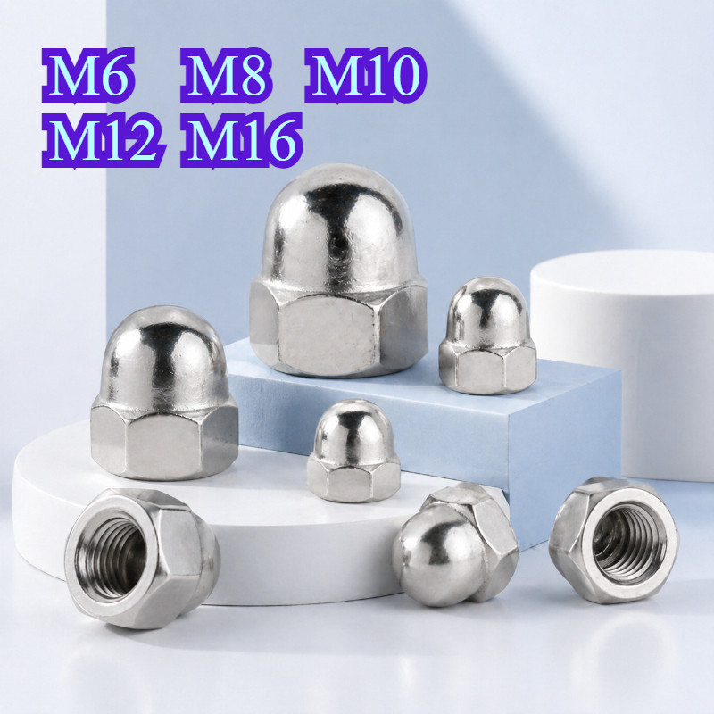 น็อตหัวหมวกสแตนเลส 304 เกลียวซ้าย น็อตฝาครอบย้อนเกลียว M6 M8 M10 M12 M16 【WY1】