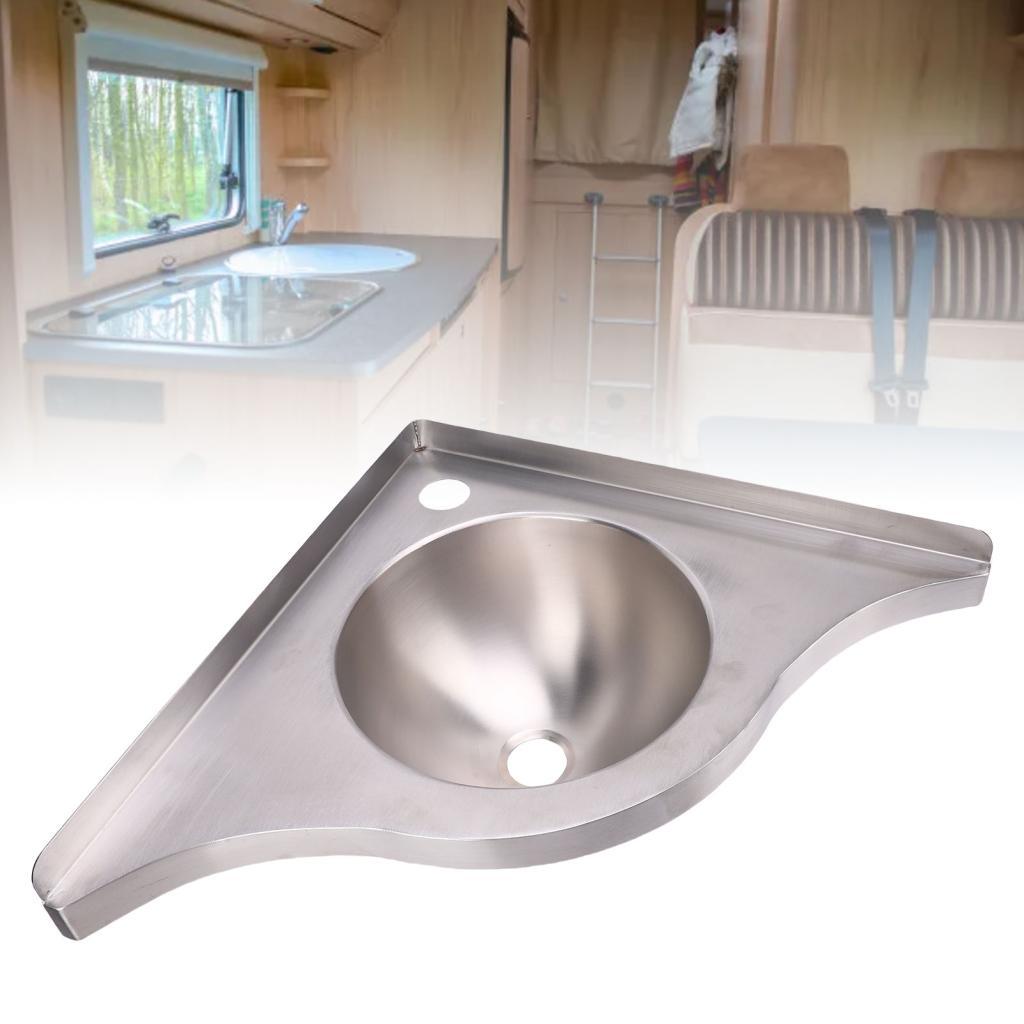 Homy RV มุมอ่างล้างจานสแตนเลส 405 x 130 มม. Undermount Bar 40 มม.Outlet สําหรับ Motorhome เรือเรือยอ