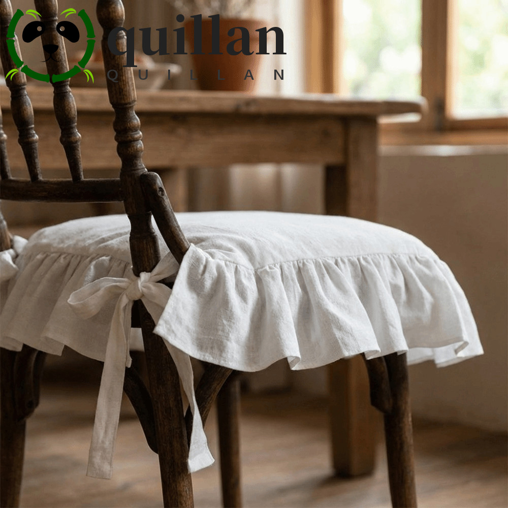 QUILLAN ผ้าคลุมเก้าอี้เร้าใจพร้อมผูกสบายที่นั่ง Mat Cover, Minimalist Vintage Soft Anti-สกปรกที่นั่ง Protector เก้าอี้สํานักงาน