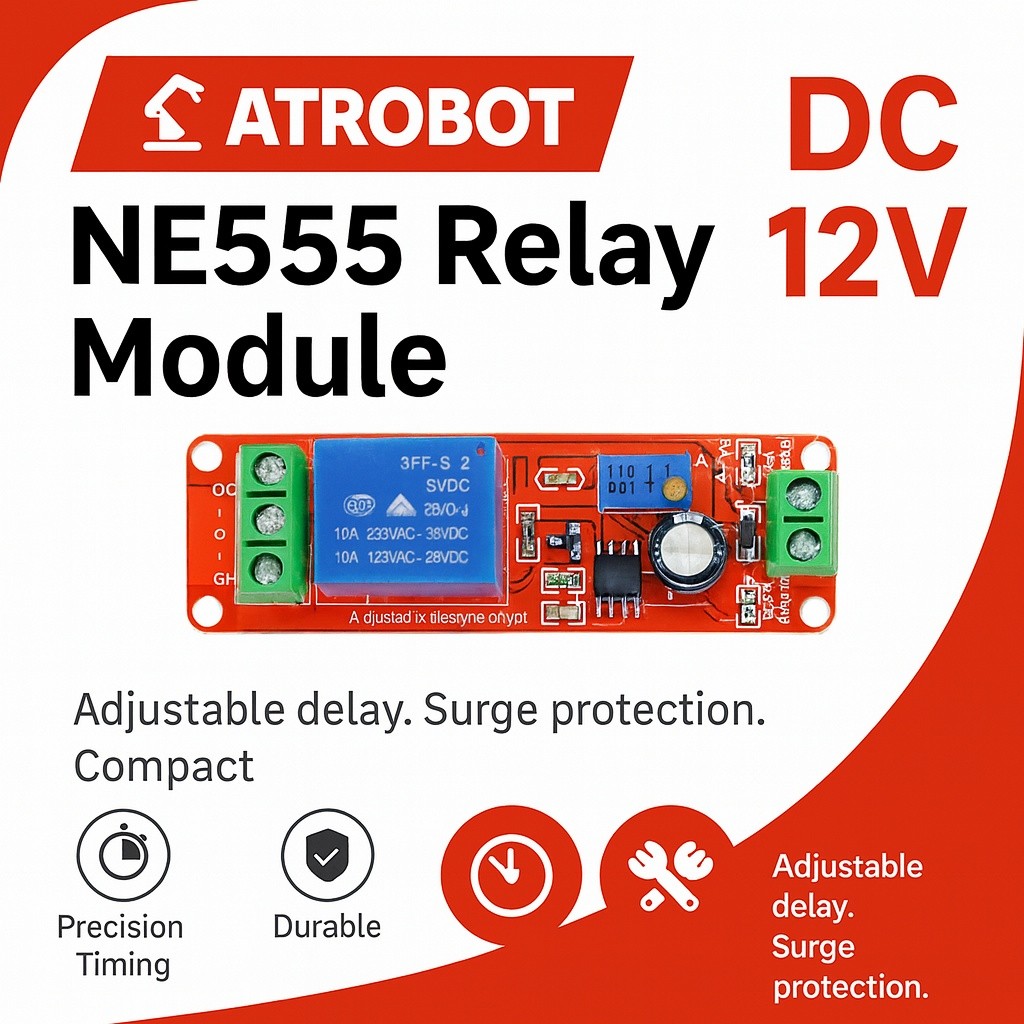 NE555 โมดูลรีเลย์หน่วงเวลาโมโนสเตเบิล ปรับ 0-10 วิ