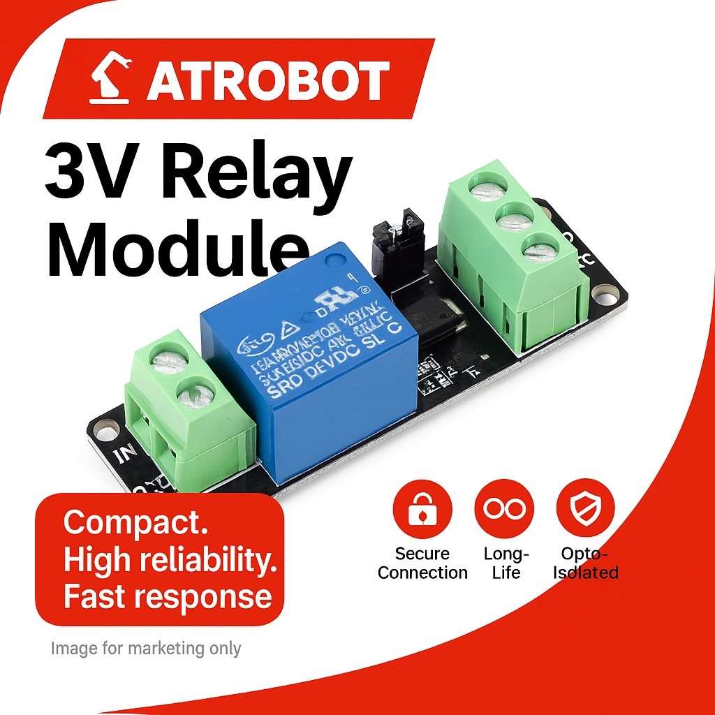 SRD-DC03V-SL-C 3V รีเลย์โมดูล 1 ช่อง Opto แยกสัญญาณ ทริกเกอร์ระดับสูง 10A ขั้วสกรู ใช้ไฟ 3V พิน I/O