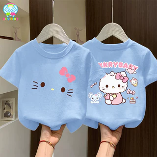 【ส่งจากกรุงเทพฯ】NFV KIDS รุ่นใหม่มาแรง💖เสื้อยืดแขนสั้นเด็ก ระบายอากาศ ลายพิมพ์แมวน่ารัก oversize สะดวกสบาย YG5561
