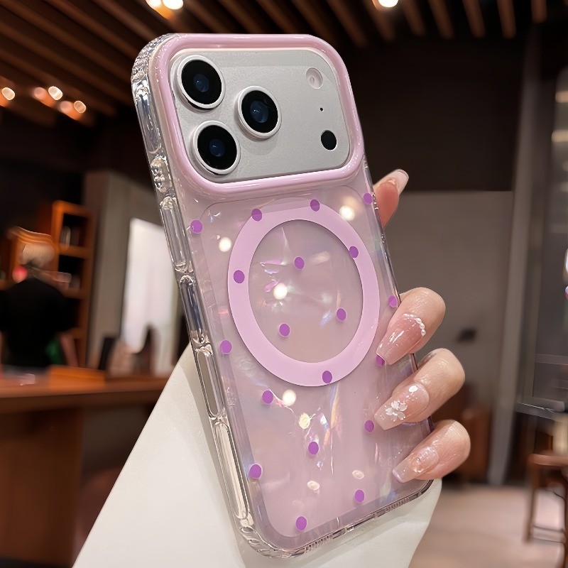 เคสแม่เหล็กลายจุดลายเปลือกหอยหรูหราสําหรับ ไอโฟน 17 16 15 14 มือโปร สูงสุด ซิลิโคนฝาหลังกันกระแทก