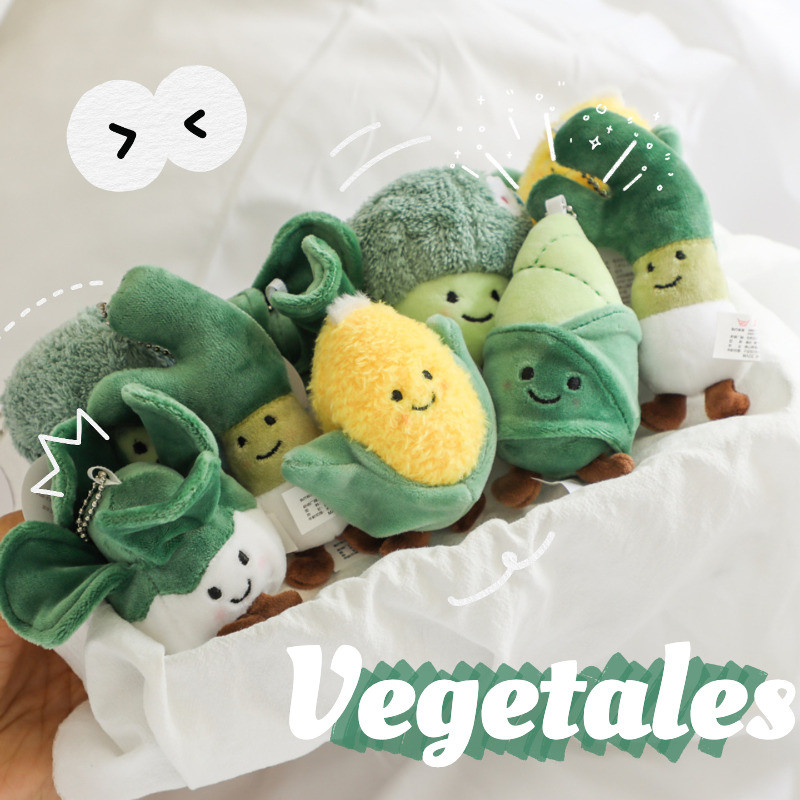 Z น่ารักผักครอบครัวพวงกุญแจตุ๊กตาตุ๊กตากระเป๋าจี้ High-value Corn Bamboo Shoots Squat ผักสีเขียว Veg