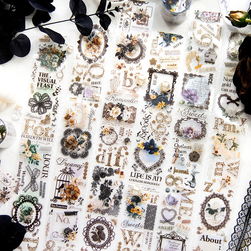 Z High-value PET คู่มือเทปลูกไม้ Dark Nocturne คู่มือ DIY ฐานขอบสติกเกอร์ตกแต่ง Cuckoo การ์ดสติกเกอร