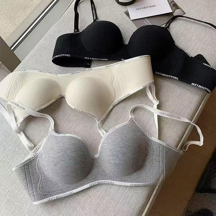 bra ชุดชั้นในไร้รอยต่อ เสื้อชั้นในไร้โครงควบคุมด้านข้างสำหรับผู้หญิง เสื้อชั้นในเซ็กซี่ ไร้โครง เพิ่มความสูง 2 ซม