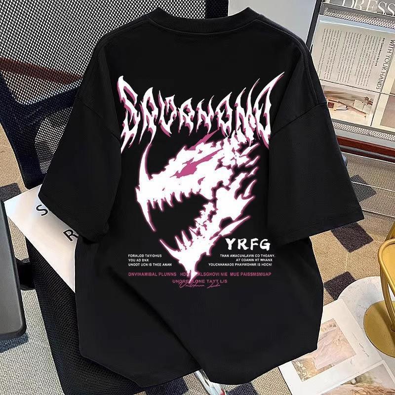 เสื้อยืดunisexแขนสั้น ลายกราฟฟิตี้สไตล์สตรีทดาร์ก รูปที่ 3