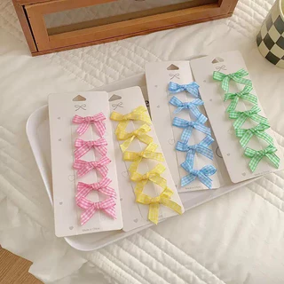 (พร้อมส่งในไทย) กิ๊บติดผมโบว์ริบบิ้นมินิ จิ๋ว ลายสก๊อต เครื่องประดับผม ขายแบบชิ้น