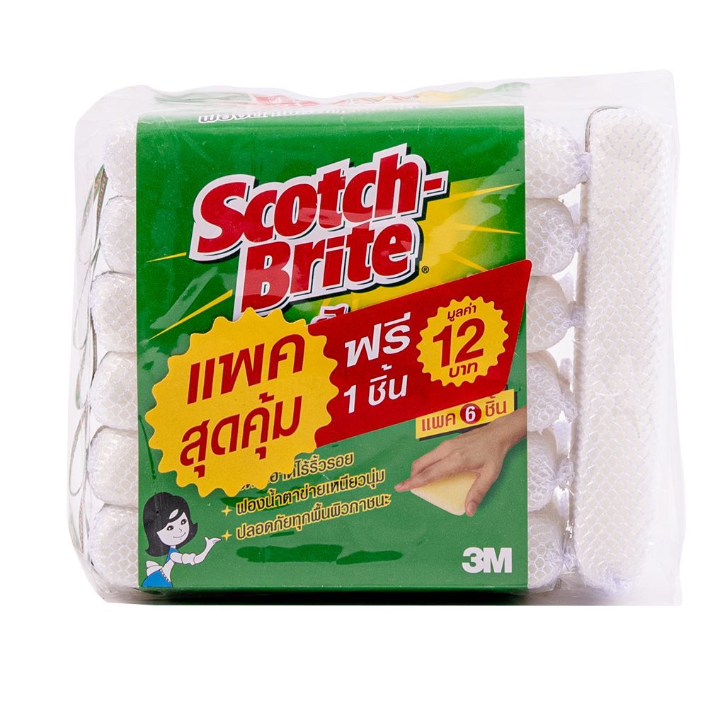[สินค้าส่งด่วน] สก็อตช์ไบรต์ฟองน้ำตาข่ายPK 6 SCOTCH BRITE SPONGE NET PACK6