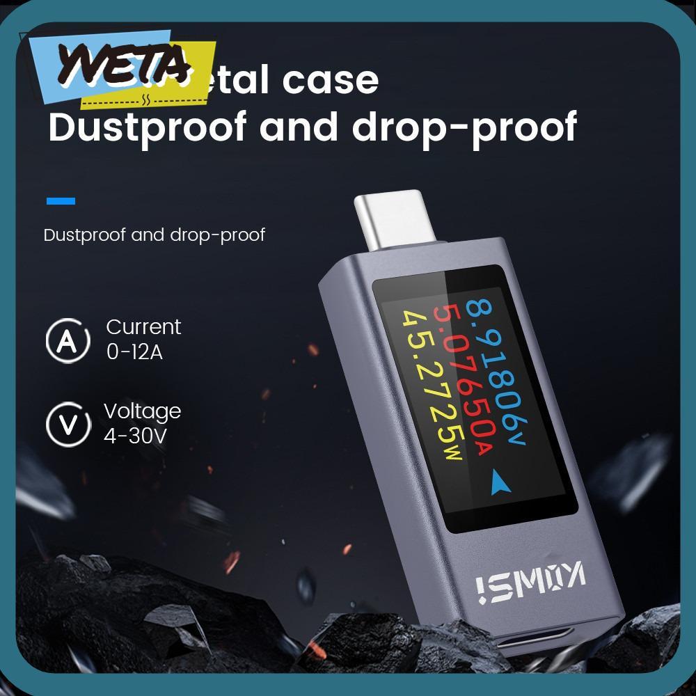 YVETA Current และแรงดันไฟฟ้า, DC 4-30V 0-12A KWS-2303C Power Meter Tester, Type-C จอแสดงผล LCD PD โท