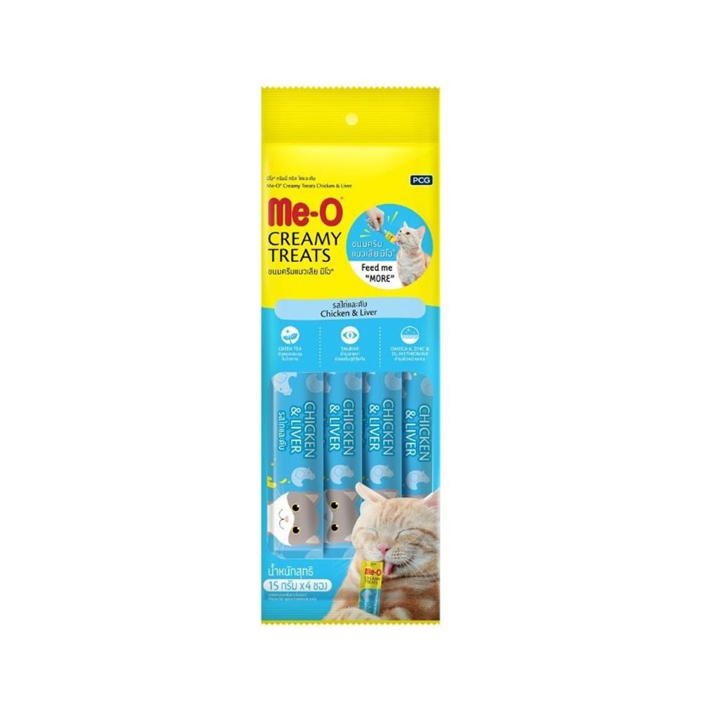 มีโอ ขนมแมวเลีย รสไก่ ตับ 15 กรัม 4 ชิ้น MEO CREAMY TREATS CHICKEN LIVER 15 G.