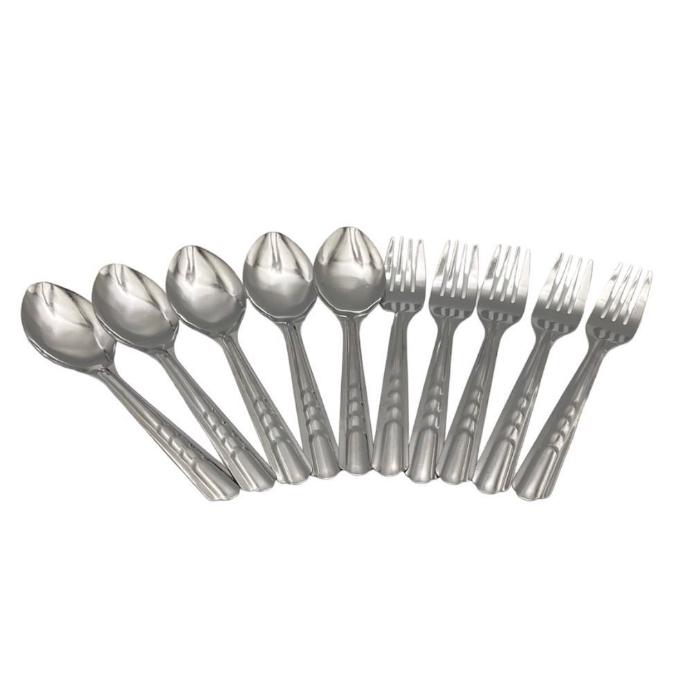 [สินค้าส่งด่วน] คุ้มค่า ช้อนส้อมลายก้างปลา0.5มม.10ชิ้น KHUM KHA ALUMINUM DOUGHS COOP3MM.10PCS ราคาถูก Shopee Lazada
