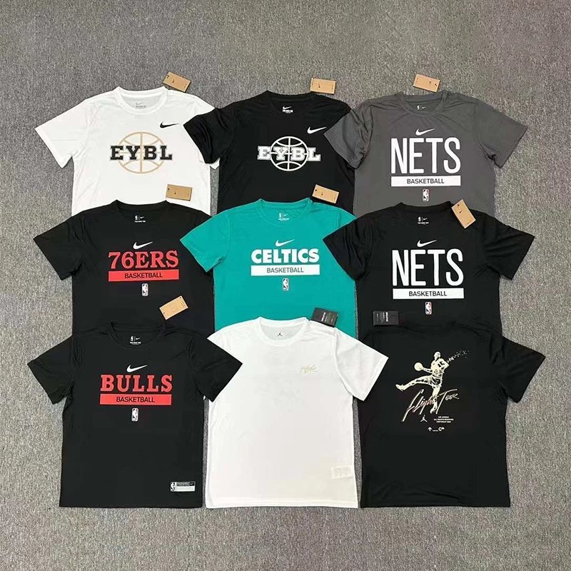 Nike nike NBA76ers Bulls Wasp Nets Jordan แขนสั้น Quick-Drying เสื้อยืดรอบคออเมริกันยิงชุด Quick-Dry