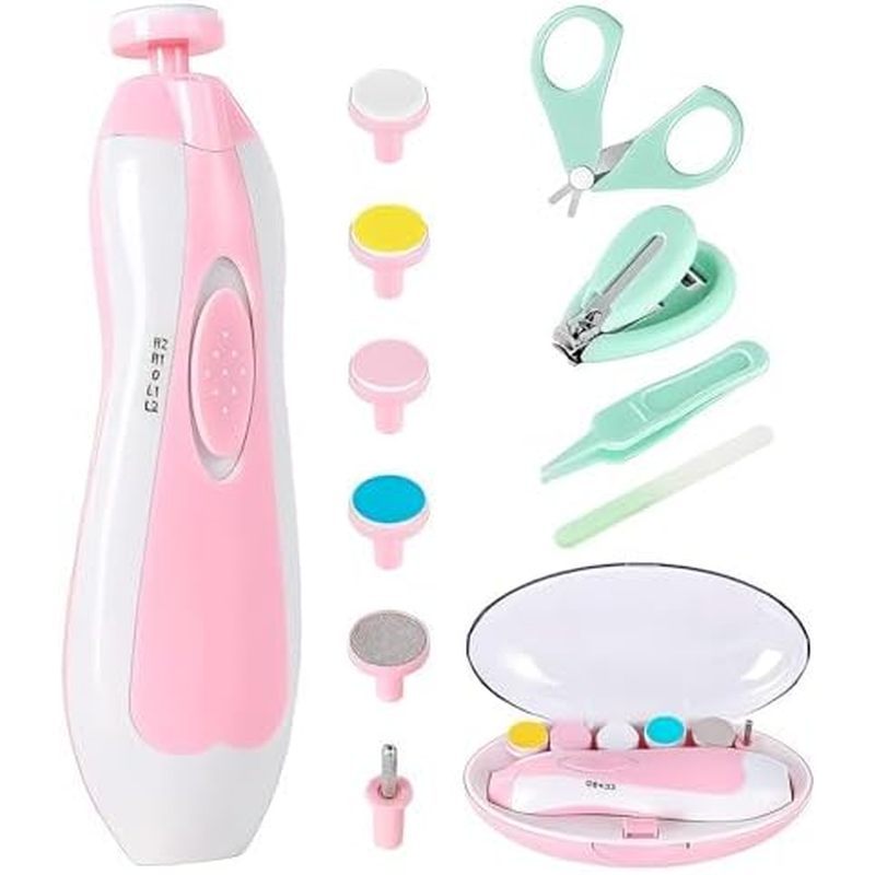Electric Nail File Drill for Baby No Sharp Claws Hurt, 6 in 1 Safety Cutter Trimmer Clipper for Toes