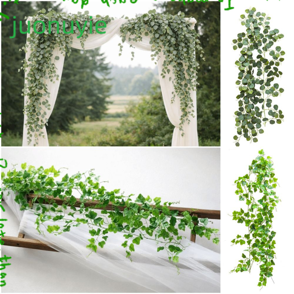 JUONUYIE จําลองใบองุ่น Vine, ใบองุ่นใบยูคาลิปตัสพืชประดิษฐ์ Vine, Creative ท่อ Wraping Vine ยาว 200 