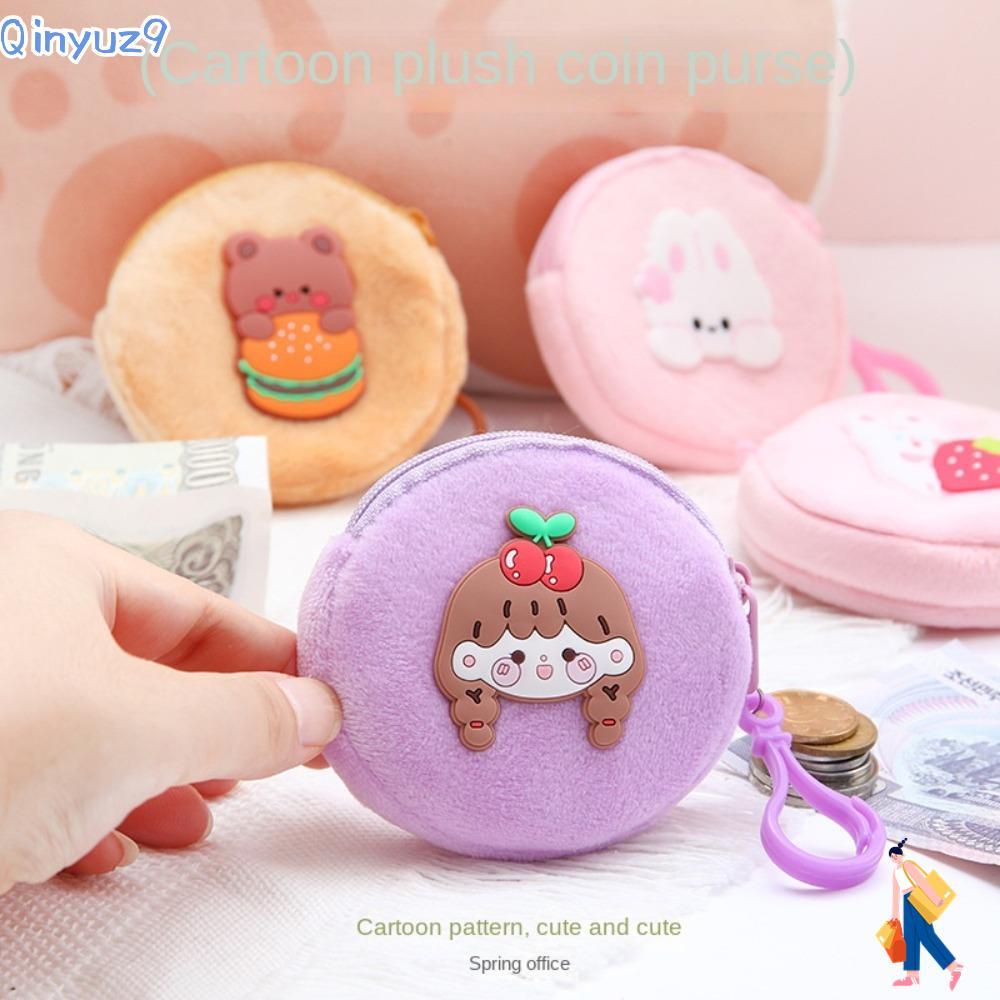 QINYUZ9 Mini Coin Bag, Plush Soft Cute Coin Bag, Cartoon Plush Zipper Bag