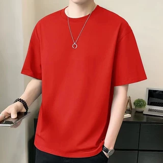 เสื้อยืดผู้ชายคอกลม แขนสั้น เสื้อคนอ้วน ยืดเปล่า oversize เสื้อยืดแฟชั่น โอเวอร์ไซส์ทรงหลวม เนื้อผ้านุ่มเย็นสบาย สีขาว