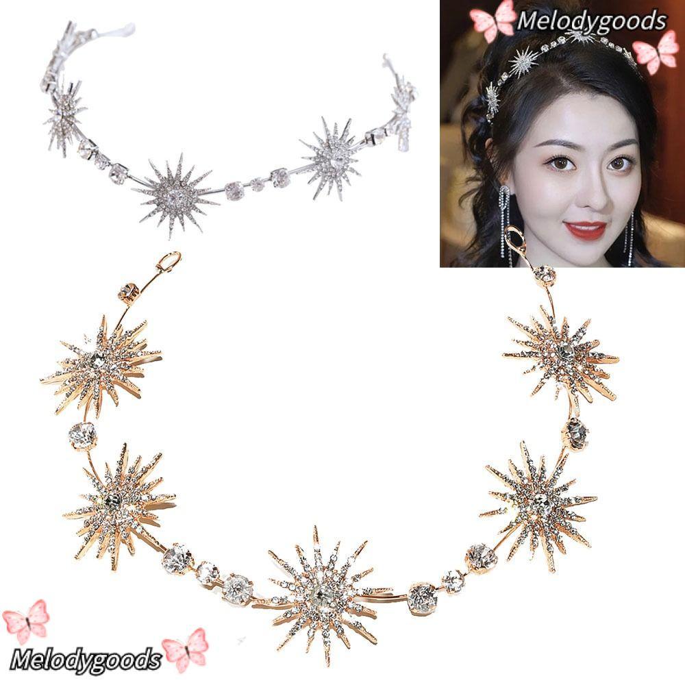 MELODG Star Headpieces Crown ผู้หญิงของขวัญ Queen Crown อุปกรณ์เสริมผมเจ้าสาวคริสตัล Headbands