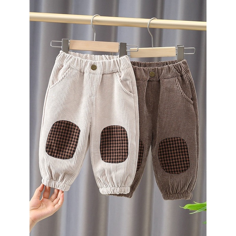 Boys Fleece-Fleece-Fleece Pants 2026 Winter New Style One- Piece Fleece Baby Corduroy Trou