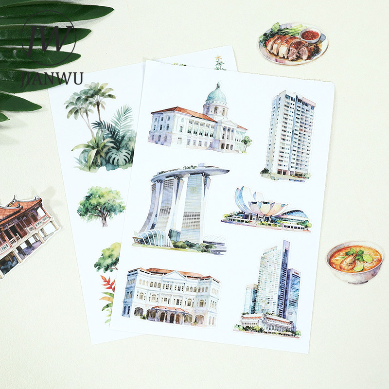 JIANWU 20 แผ่น/หนังสือ Vintage City Garden ดอกไม้ภูมิทัศน์วัสดุ Collage สมุดภาพสติกเกอร์หนังสือ Creative Journal เครื่องเขียน