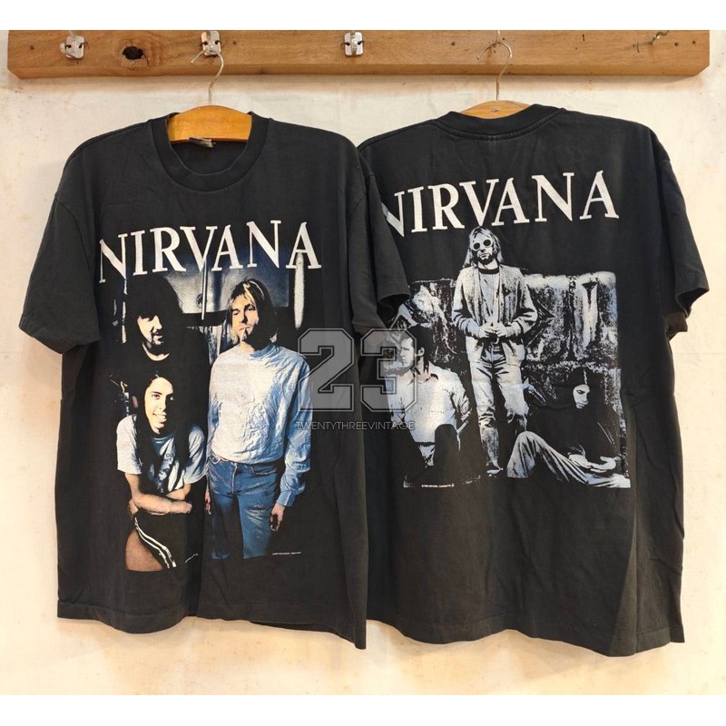 [ 23 ] NIRVANA NEVERMIND Album @1992 Bio Washed เสื้อวินเทจ  เสื้อทัวร์ วงร๊อค เนอร์วาน่า vintage  v