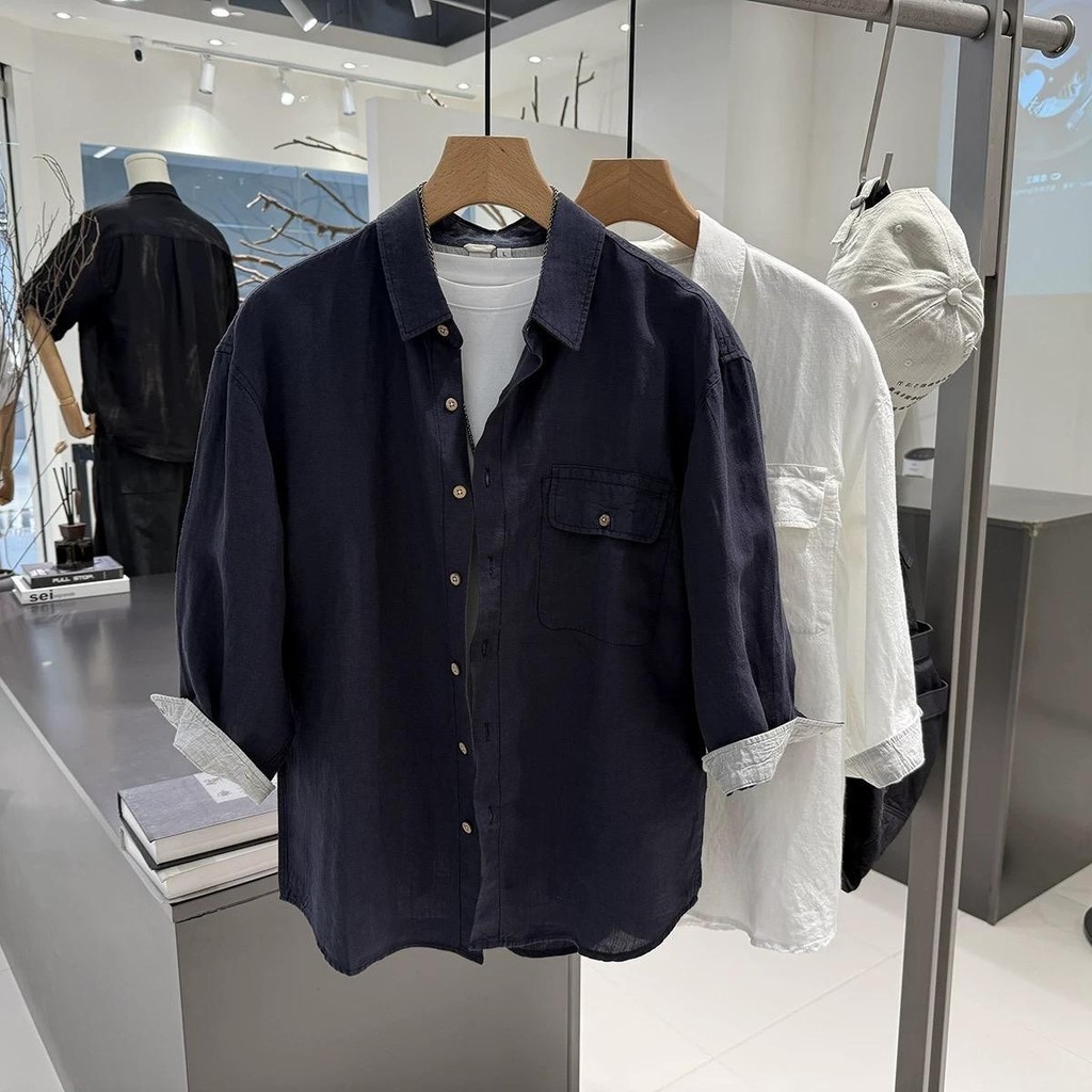 Overalls Niche Old Money สไตล์หลวมสบายๆอินเทรนด์ All-Match แขนสั้น High-End อารมณ์เสื้อผู้ชาย Overal