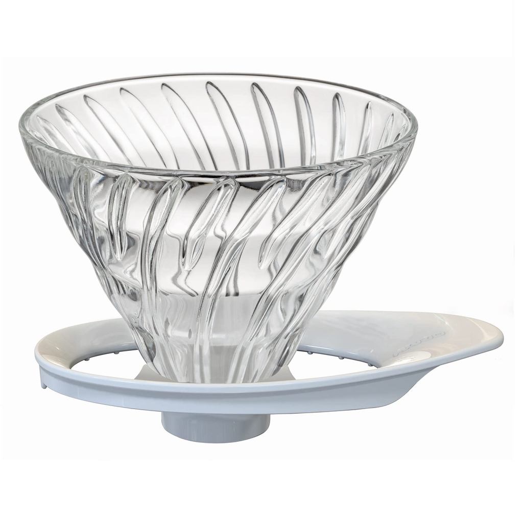HARIO V60 Heat-Resistant Glass Dripper 02, for 1-4 cups, White, Made in Japan VDGR-02-W.