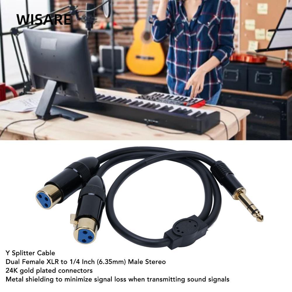 WISARE Dual XLR Female to 1/4in Male, Stereo Audio 0.5m / 1.6ft 6.35mm TRS ถึง 2 XLR Y Splitter Cabl