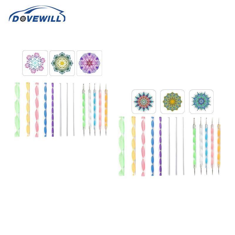 [Dovewill] 16 ชิ้น Dot Painting Tool พร้อมลายฉลุแบบใช้ซ้ําได้ความยาว 15 ซม. Art Dot Tool