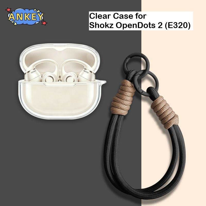 for Shokz OpenFit Pro Case Protective Transparent Clear TPU Covers T010 Bluetooth Earphone Shell Headphone Portable with Lanyard