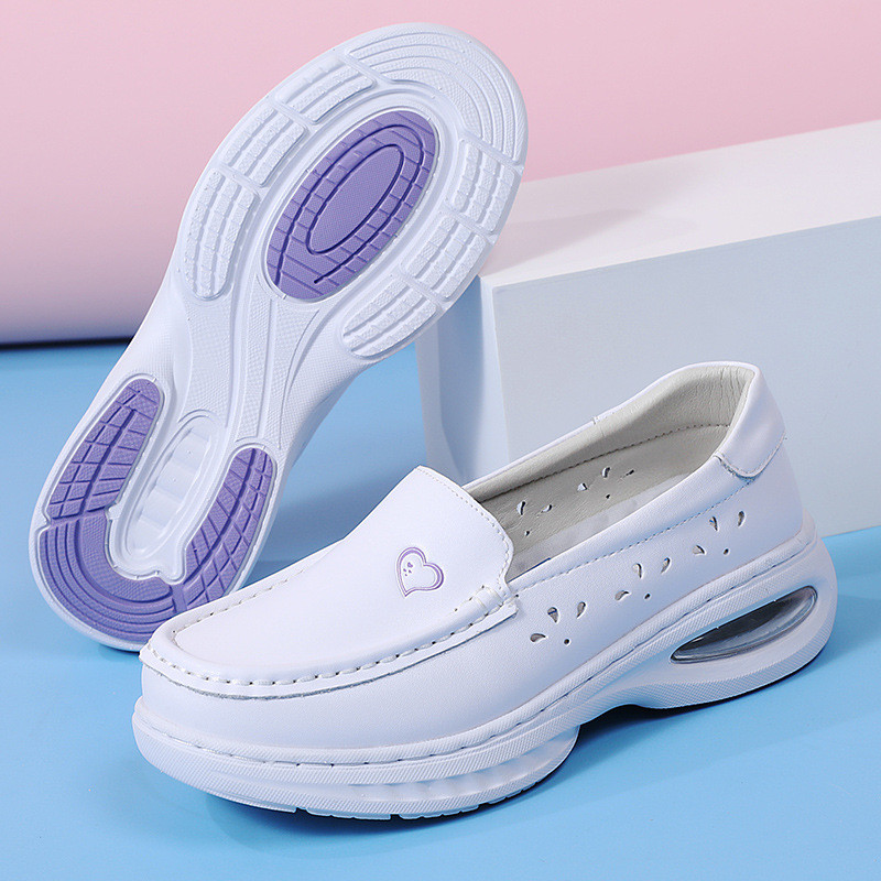 รองเท้าพยาบาลหญิง Air Cushion Soft Sole Breathable ไม่ยาง All-Match โรงพยาบาลพยาบาลรองเท้าทํางานพิเศ