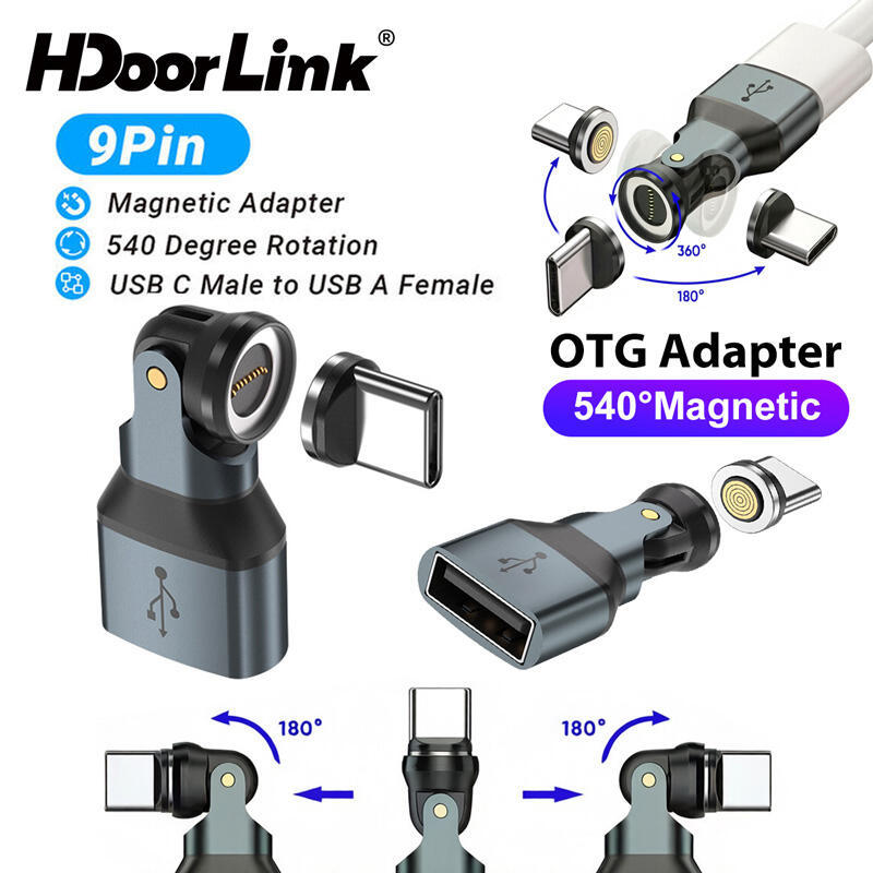 HdoorLink Magnetic USB OTG Adapter 9Pin USB Type C ถึง USB Female Converter สําหรับ Samsung Xiaomi USBC OTG Connector