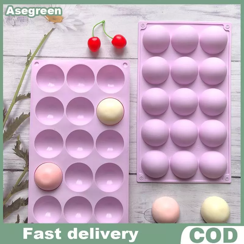 [Asegreen] 3D Ball รอบครึ่งทรงกลมแม่พิมพ์ซิลิโคนสําหรับ DIY Baking Pudding Mousse ช็อกโกแลตเป็นมิตรกับสิ่งแวดล้อมแม่พิมพ์เค้กอุปกรณ์ครัวเครื่องมือ