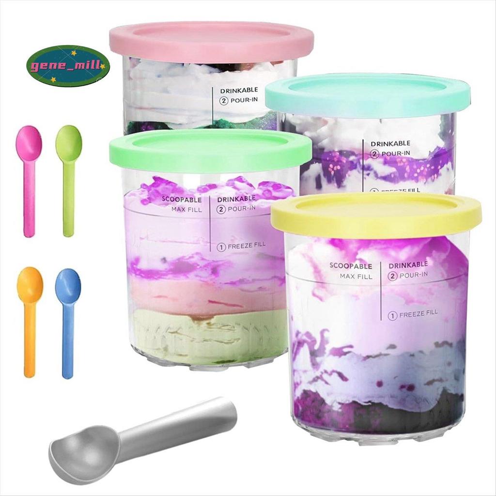 ภาชนะไอศกรีมสําหรับ Creami Pints และฝาปิด 24oz ถ้วย Creami Deluxe NC501 NC500 Series พร้อม Scoops เป