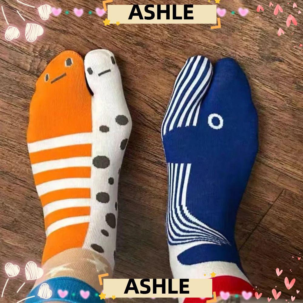 ASHLE ถุงเท้าข้อสั้น 1 คู่, ถุงเท้า Tabi นุ่มระบายอากาศได้, ของขวัญถุงเท้าตลกแบบสบาย ๆ สวมใส่ทุกวัน