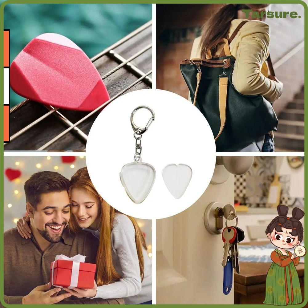 TARSURETH ที่ใส่ปิ๊กกีตาร์, กล่องเก็บ Plectrum อะคริลิค, รูปหัวใจทนทานพร้อมพวงกุญแจ Guitar Pick Organizer Performance
