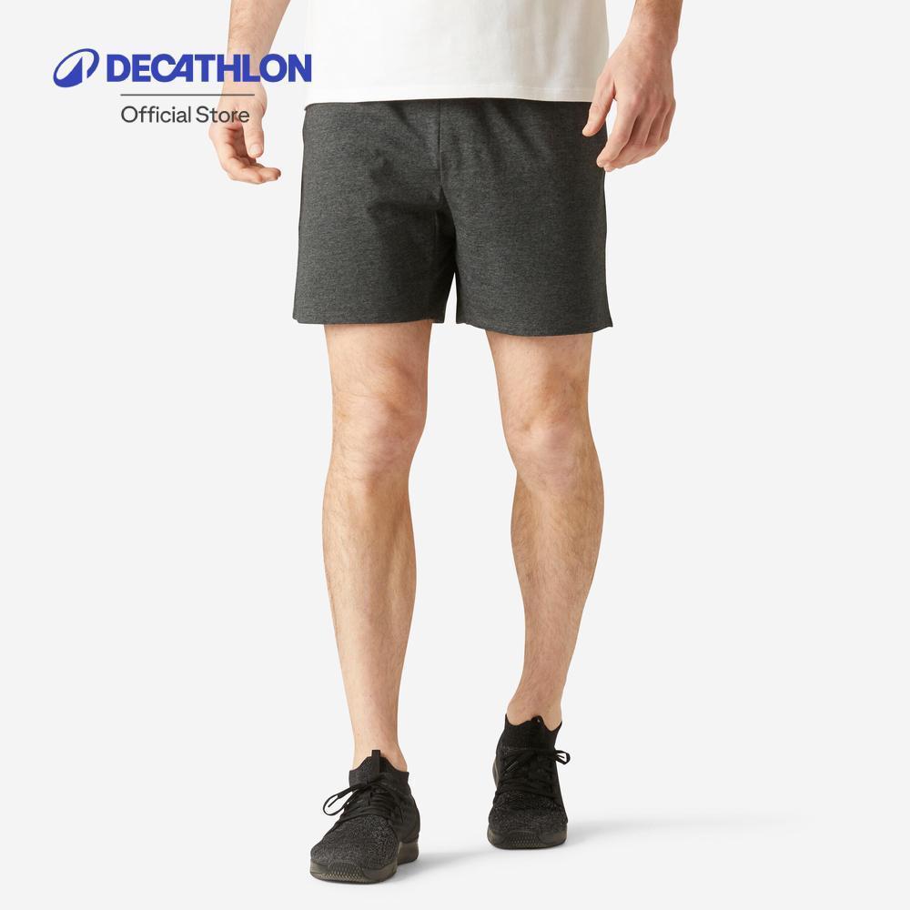 Decathlon Men'S Fitness Shorts 100 กางเกงขาสั้นฟิตเนสทรงสั้นสำหรับผู้ชายรุ่น 100 - Dark Grey