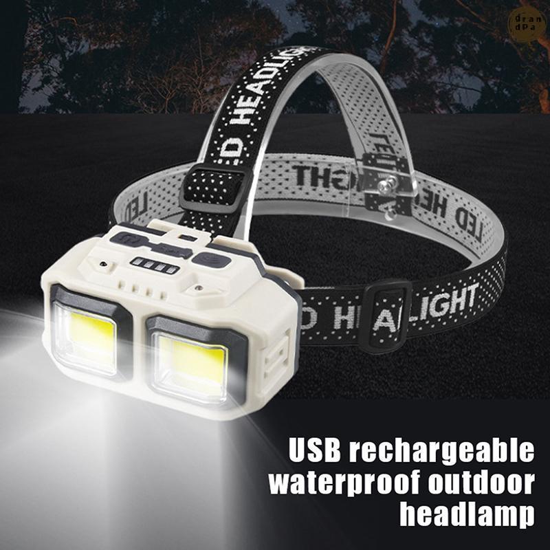 [GR] ไฟหน้า LED แบบชาร์จไฟได้ผ่าน USB 1200 Lumens ไฟฉายหัวทรงพลังกันน้ําสําหรับเดินกลางคืนและใช้งานก