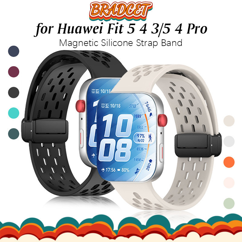 Huawei Watch Fit 5 4 3 / 5 4 Pro  กีฬาซิลิโคนสายคล้องคอแม่เหล็กระบายอากาศยางนุ่มสายรัดข้อมือเปลี่ยนสมาร์ทนาฬิกา