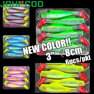 6PCS ใหม่ UV GLOW SWIMBAIT Zman TPR พลาสติกลอยนุ่ม 8 ซม.Paddle Tail SOFT bait WORM ตกปลา Tackle