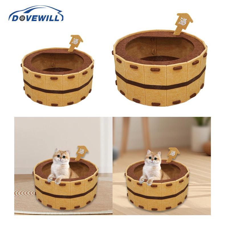 [Dovewill] Cat House Pet Resting House และเตียงรูปบาร์เรลทําจากวัสดุสักหลาดความหนาแน่นสูงเหมาะสําหรั
