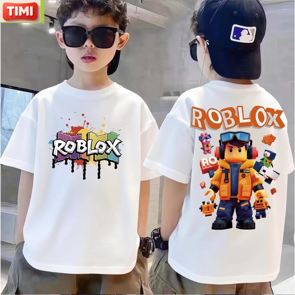 【จัดส่งไทย】TIMIเสื้อยืดแขนสั้นสำหรับเด็กสไตล์เกาหลีแฟชั่นเทรนด์ลาย Roblox จากร้าน  เนื้อผ้าโซโรนา เหมาะสำหรับเด็กชายหญิง