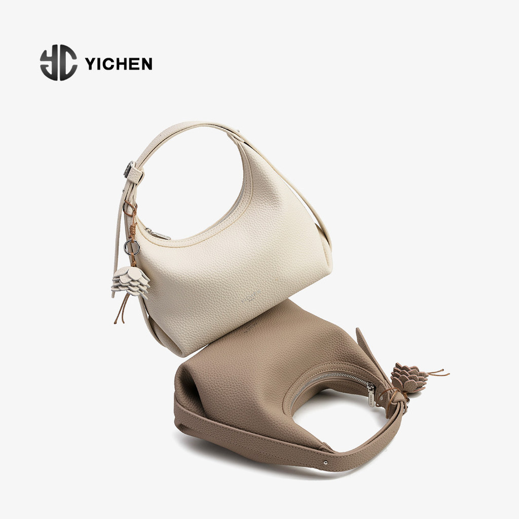 YICHEN กระเป๋าหญิง Crescent-Shaped Messenger กระเป๋าลายลิ้นจี่ใต้วงแขน Hand-Carry กระเป๋าสะพาย One ส